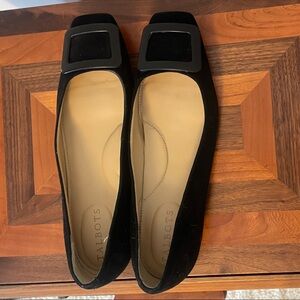 Talbots Black Suede Flats with Buckle